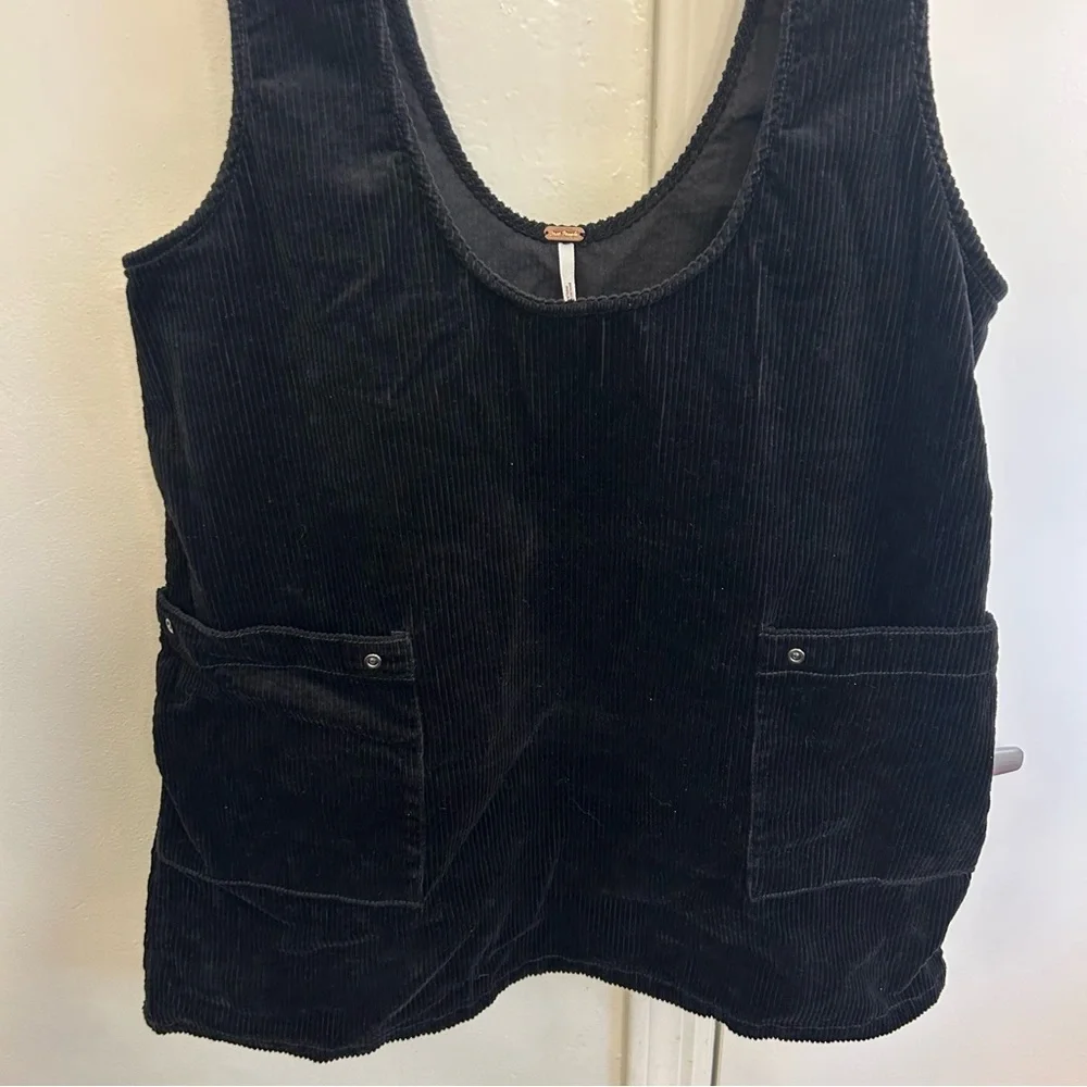 Free People Devoted To You Corduroy Overall Dress in Black Size 4